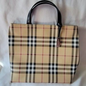 Burberry Classic Nova Check Coated Canvas Tote Handbag T-02-1